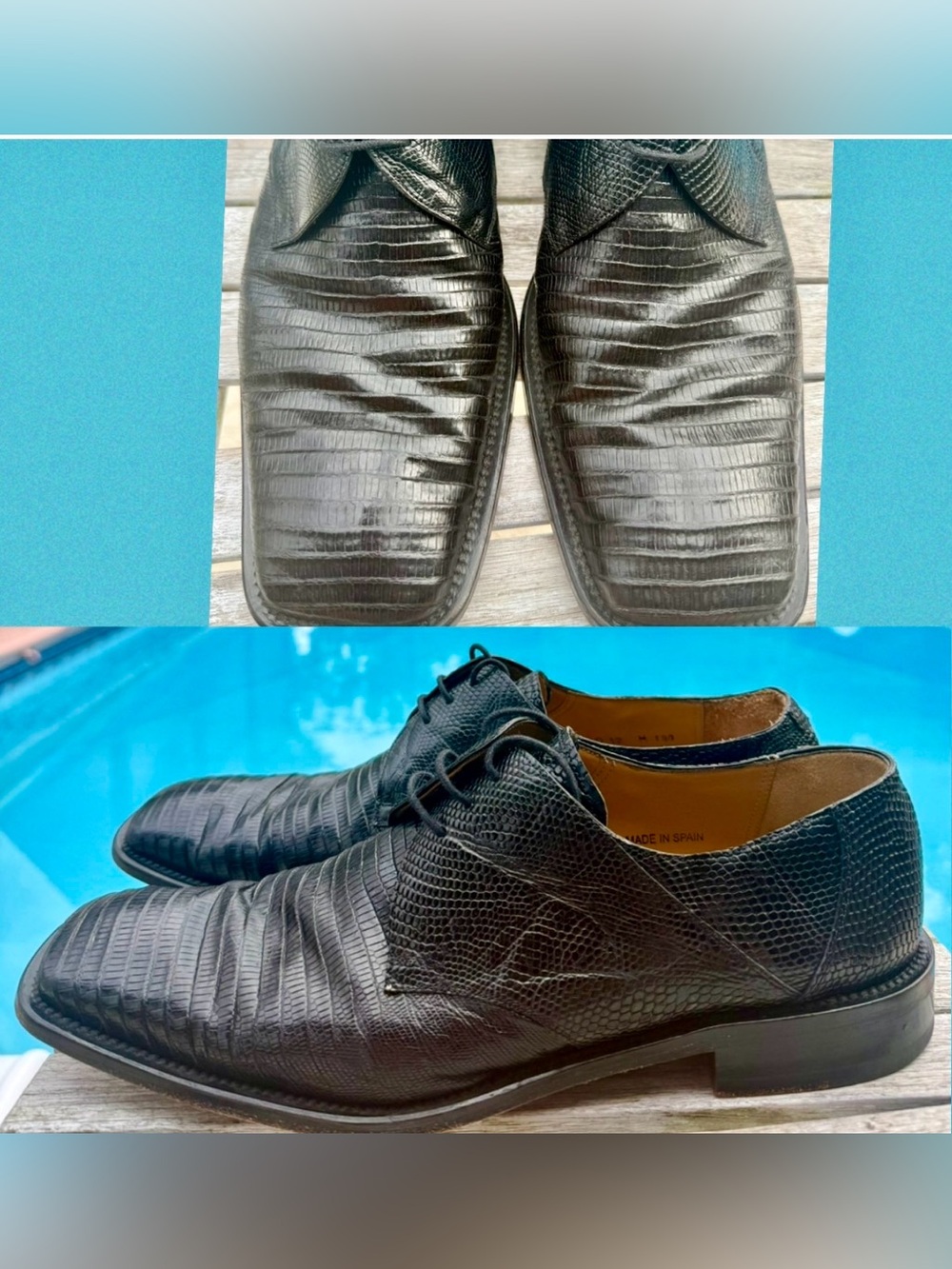 Mezlan Platinum Made in Spain Black Genuine Lizard Oxford Shoes Men’s Size 12M